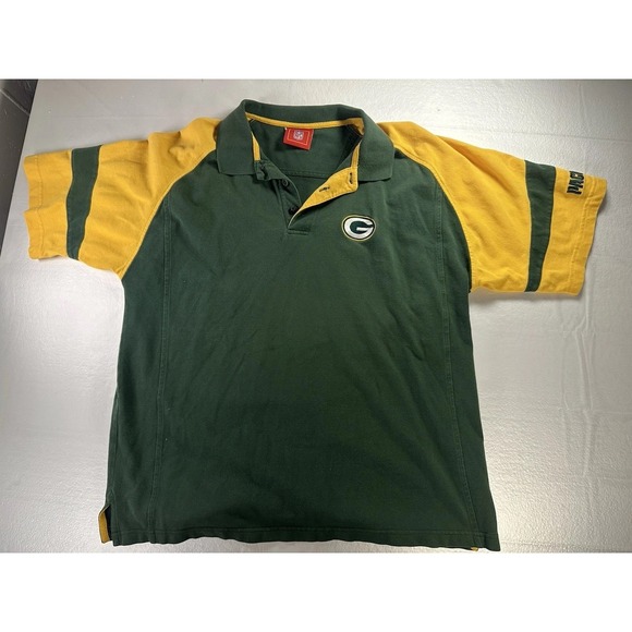 VTG Green Bay Packers Shirt Men's XL Green Yellow Y2K Polo 2003 NFL Playoffs - Picture 13 of 16
